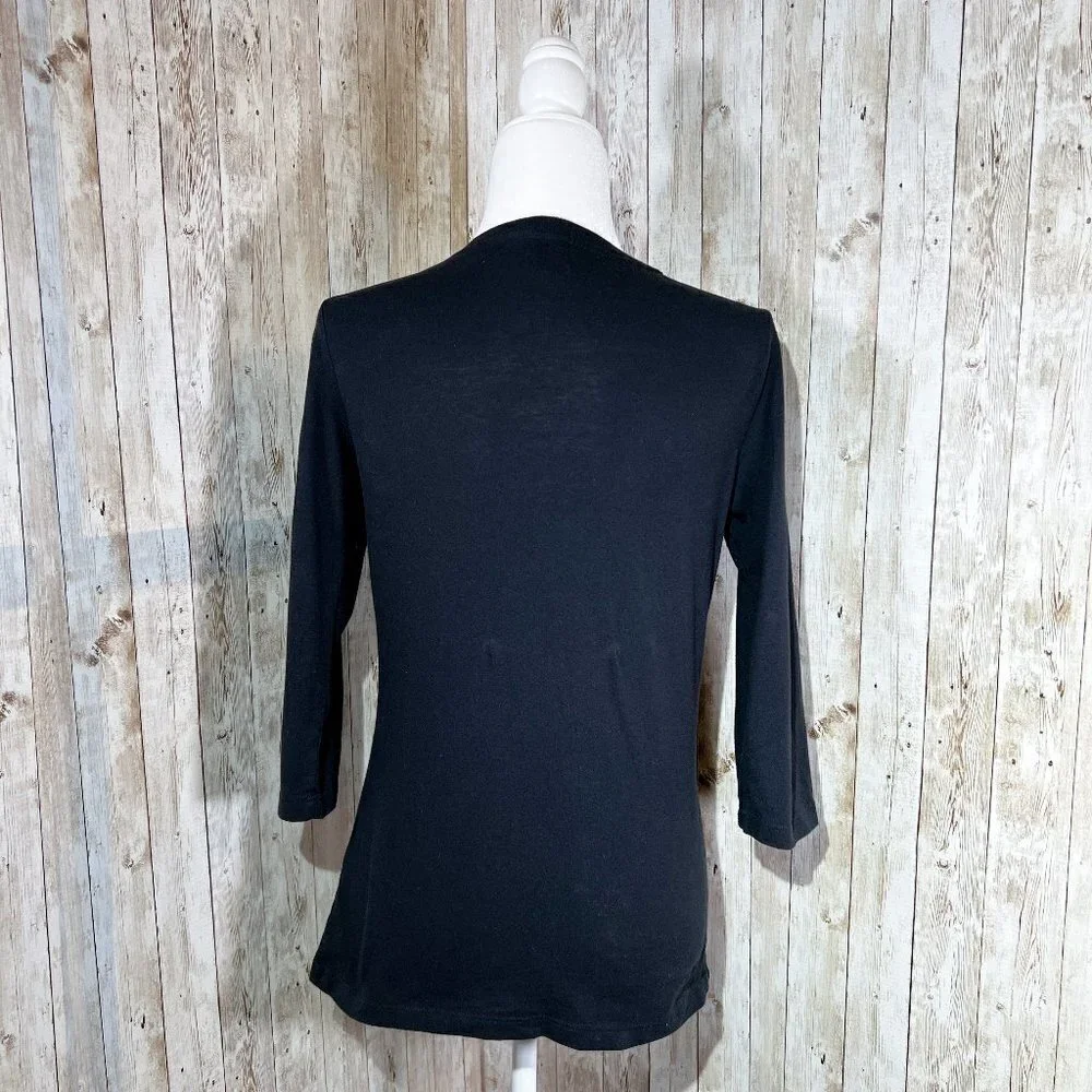 Women's Hurley Black Graphic Tee | 3/4 Sleeve | Size Medium | V-Neck Top - Picture 4 of 9